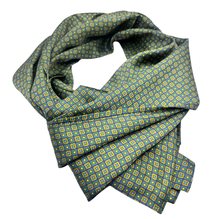Esarfa matase DANTE cu model geometric, Verde/ Galben [1]