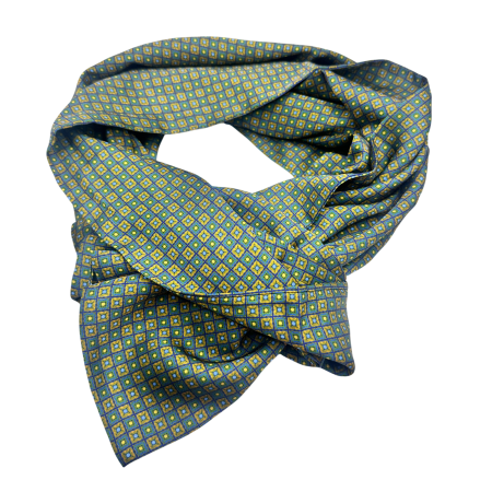 Esarfa matase DANTE cu model geometric, Verde/ Galben [1]