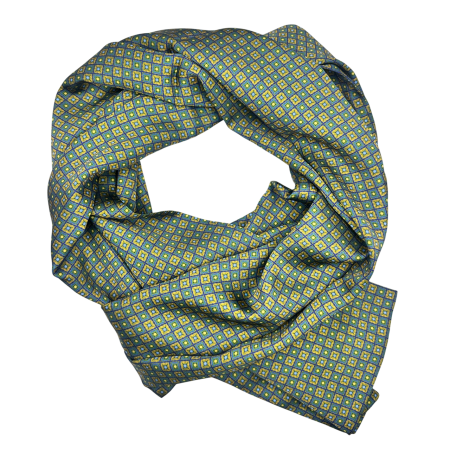 Esarfe Matase - Esarfa matase DANTE cu model geometric, Verde/ Galben