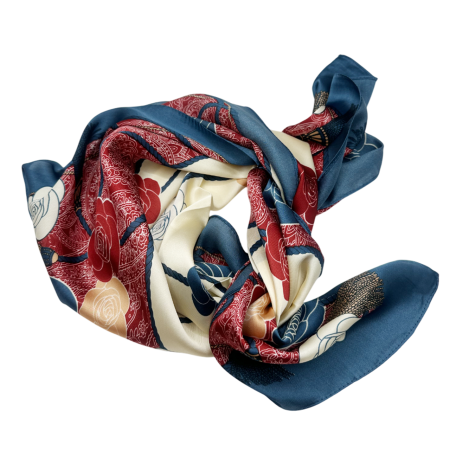 Esarfe Matase & Voal & Satin - Esarfa matase MILLY, Bleumarin, 70x70cm