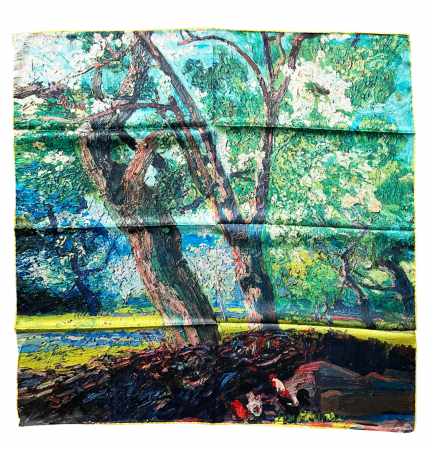 Esarfe Matase & Voal & Satin - Esarfa matase TREES, Verde, 85x85cm