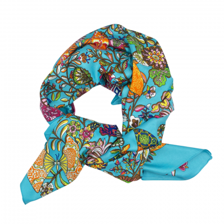 Esarfe Matase & Voal & Satin - Esarfa matase VENTAILS, Albastru, 87x180cm