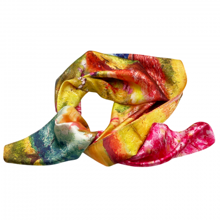 Esarfe Matase & Voal & Satin - Esarfa matase JULIA, Galben, 70x70cm