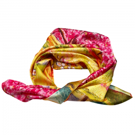 Esarfa matase JULIA, Galben, 70x70cm [2]