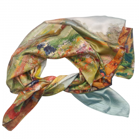 Esarfe Matase & Voal & Satin - Esarfa matase KLAUDIA cu 2 fete, 70x70cm