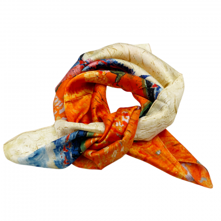 Esarfe Matase & Voal & Satin - Esarfa matase MADDIE, Portocaliu, 70x70cm