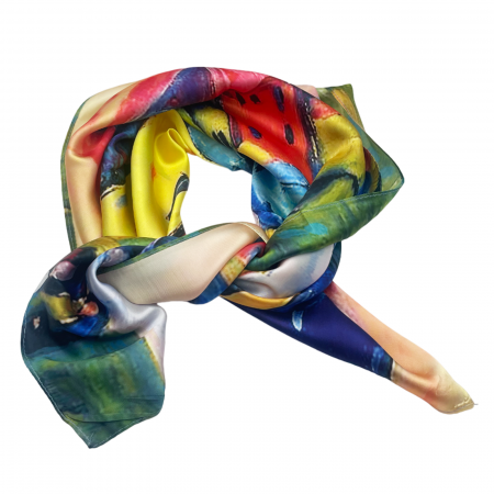 Esarfe Matase & Voal & Satin - Esarfa matase GIULIA, Albastru, 70x70cm