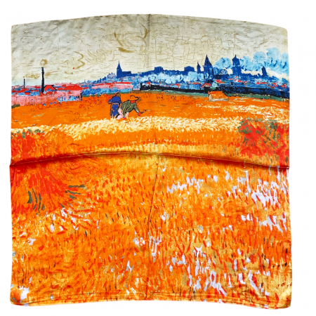 Esarfa matase MADDIE, Portocaliu, 70x70cm [2]