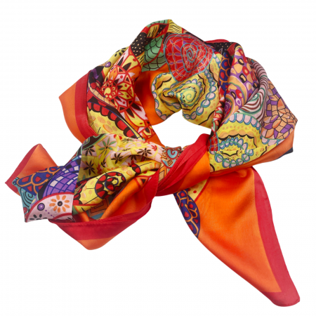 Esarfe Matase & Voal & Satin - Esarfa matase MARISOL, Portocaliu, 90x180cm