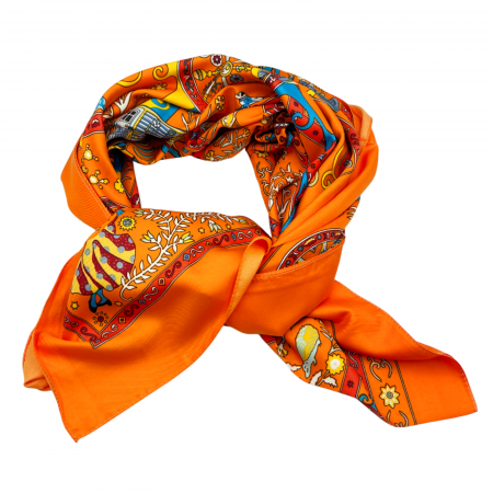 Esarfa matase HERMES, Portocaliu, 87x180cm [1]