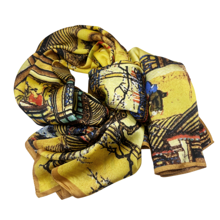 Esarfe Matase & Voal & Satin - Esarfa matase LILIAN, Galben, 130x130cm