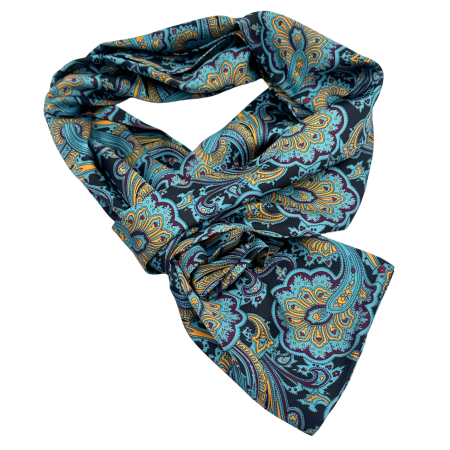 Esarfa matase - pentru barbati - ENZO, Turcoaz/ Bordo, 30x160cm [1]