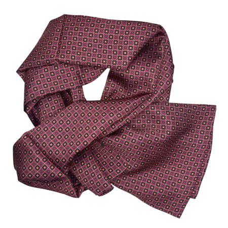 FASHION - Esarfa matase - pentru barbati - LEONARDO, Negru-Fucsia