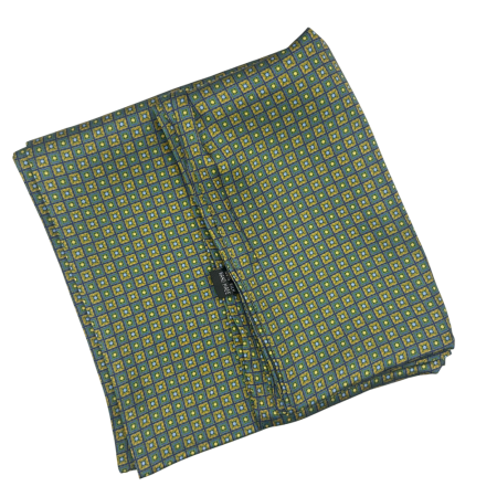 Esarfa matase - pentru barbati - LEONARDO, Verde/ Galben [1]