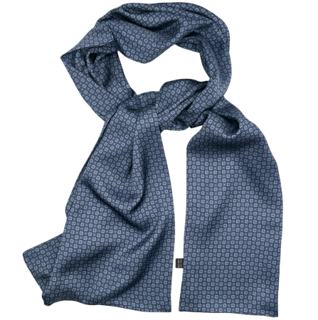 Esarfa matase - pentru barbati - LEONARDO, Gri/ Bleu, 30x160cm [2]