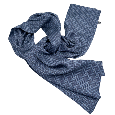 Esarfe Matase & Cravate Ascot - Esarfa matase - pentru barbati - LEONARDO, Gri/ Bleu, 30x160cm