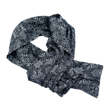 Eșarfă din mătase pentru bărbați cu model paisley alb-negru [1]