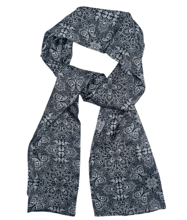 Eșarfă din mătase pentru bărbați cu model paisley alb-negru [2]