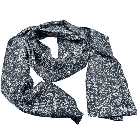 Eșarfă din mătase pentru bărbați cu model paisley alb-negru [1]