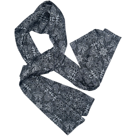 Esarfe Matase & Cravate Ascot - Eșarfă din mătase pentru bărbați cu model paisley alb-negru