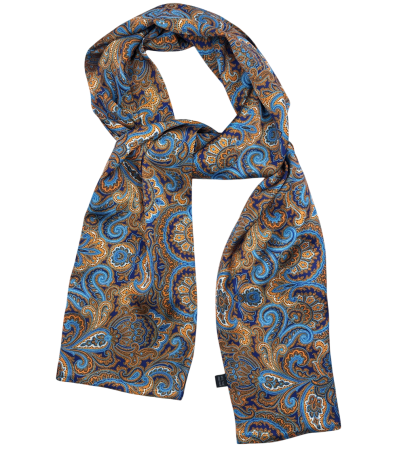 Esarfa matase - pentru barbati - MATTEO, Bleu-ciel, 30x160cm [2]