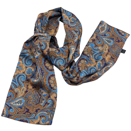 Esarfe Matase & Cravate Ascot - Esarfa matase - pentru barbati - MATTEO, Bleu-ciel, 30x160cm
