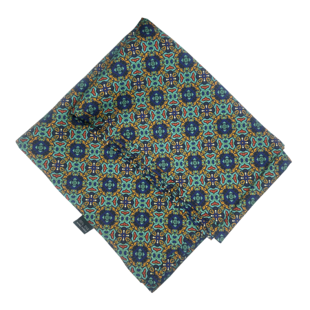 Esarfa matase - pentru barbati - RICARDO, Turcoaz/ Galben, 30x160cm [1]