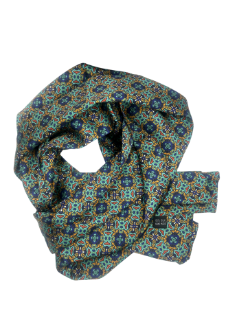 Esarfa matase - pentru barbati - RICARDO, Turcoaz/ Galben, 30x160cm [2]