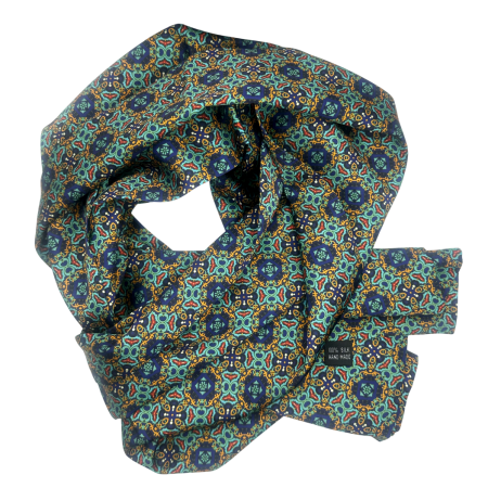 Esarfe & Fulare Barbatesti - Esarfa matase - pentru barbati - RICARDO, Turcoaz/ Galben, 30x160cm