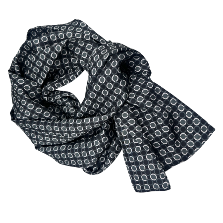 Eșarfă din mătase pentru bărbați neagra cu model geometric – accesoriu elegant [1]