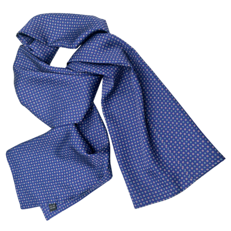 Esarfe Matase & Cravate Ascot - Eșarfă din mătase pentru bărbați albastră cu model floral discret