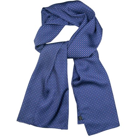 Eșarfă din mătase pentru bărbați albastră cu model floral discret [2]