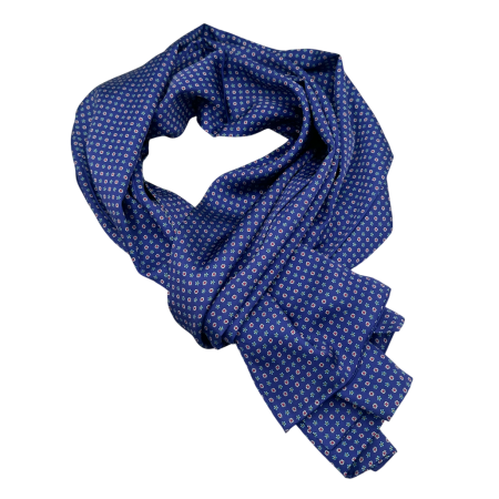 Eșarfă din mătase pentru bărbați albastră cu model floral discret [1]