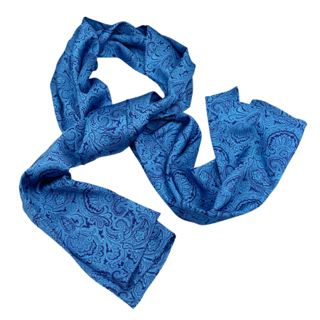 Esarfe Matase & Cravate Ascot - Esarfa matase - pentru barbati - TOTO, Albastru, 30x160cm