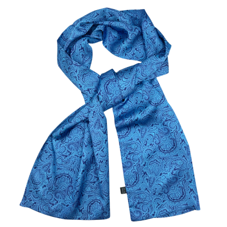 Esarfa matase - pentru barbati - TOTO, Albastru, 30x160cm [2]