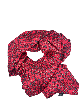 Esarfe Matase - Esarfa matase barbati VITTORIO rosie cu model geometric
