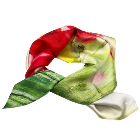 Esarfa matase POPPY, Verde, 70x70cm [5]