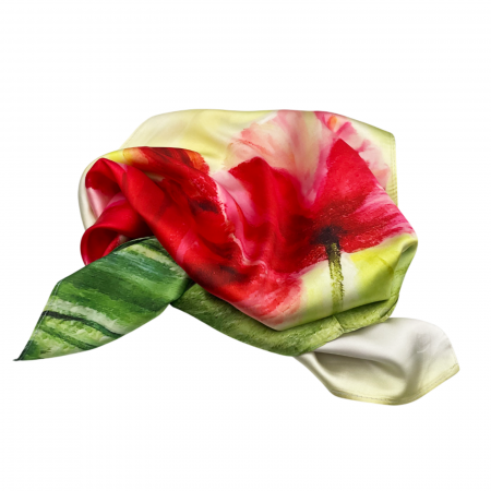 Esarfa matase POPPY, Verde, 70x70cm [3]