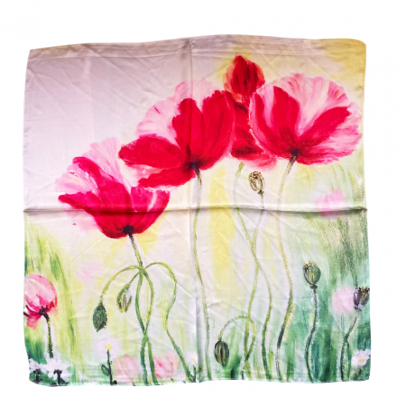 Esarfa matase POPPY, Verde, 70x70cm [4]