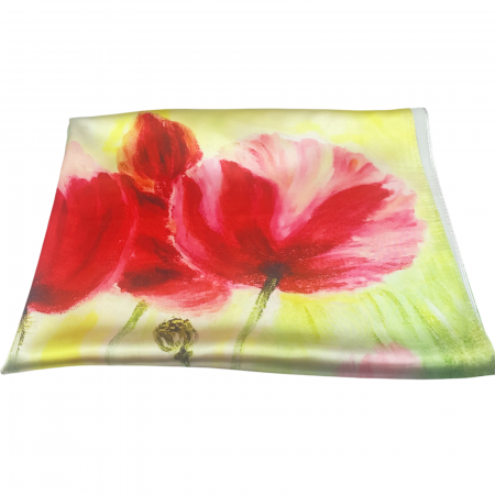 Esarfa matase POPPY, Verde, 70x70cm [2]