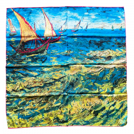 Esarfe Matase & Voal & Satin - Esarfa matase SEASCAPE, 85x85cm