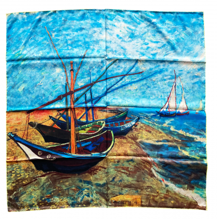 Esarfe Matase & Voal & Satin - Esarfa matase SEASCAPE, 85x85cm