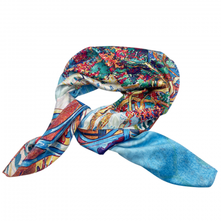 Esarfe Matase & Voal & Satin - Esarfa matase CARLA cu 2 fete, 70x70cm