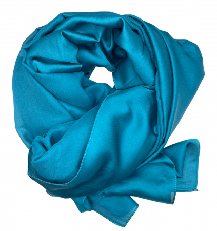 Esarfe Matase & Voal & Satin - Esarfa matase ANGELIQUE, Albastru verzui, 80x170cm