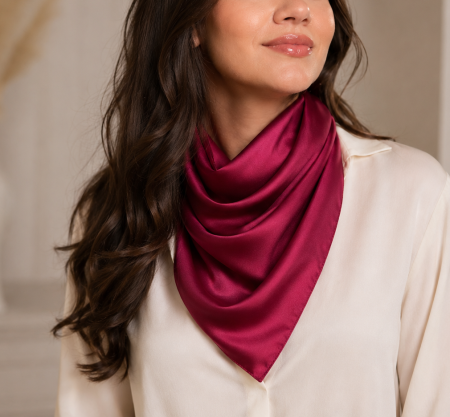 Esarfa pentru femei ANGELIQUE, Burgundy, Matase, 80x170cm [1]