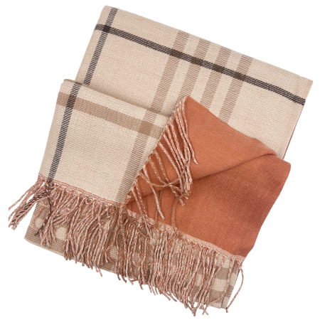 Esarfa reversibila in carouri CAMBRIDGE - Teracotao/ Bej - 70x190 cm [1]