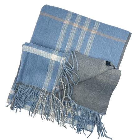 Esarfa reversibila in carouri CAMBRIDGE - Bleu / Gri - 70x190 cm [1]