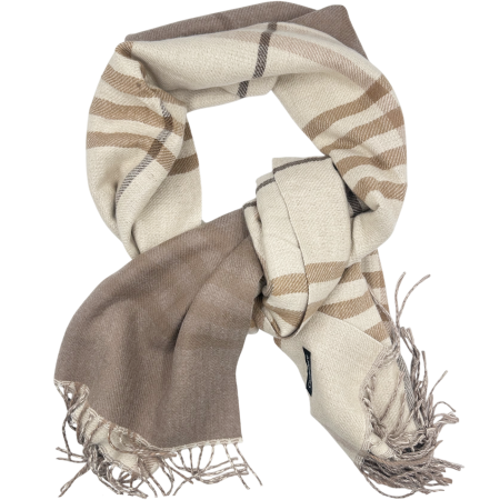 Saluri & Fulare - Esarfa reversibila in carouri CAMBRIDGE - Crem/ Maro taupe - 70x190 cm