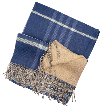 Esarfa reversibila in carouri CAMBRIDGE - Bleumarin maro - 70x190 cm [1]