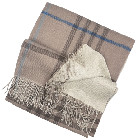 Esarfa reversibila in carouri CAMBRIDGE - Taupe Bej - 70x190 cm [1]